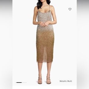 NWT Liv Foster Beaded silver and gold holiday dress